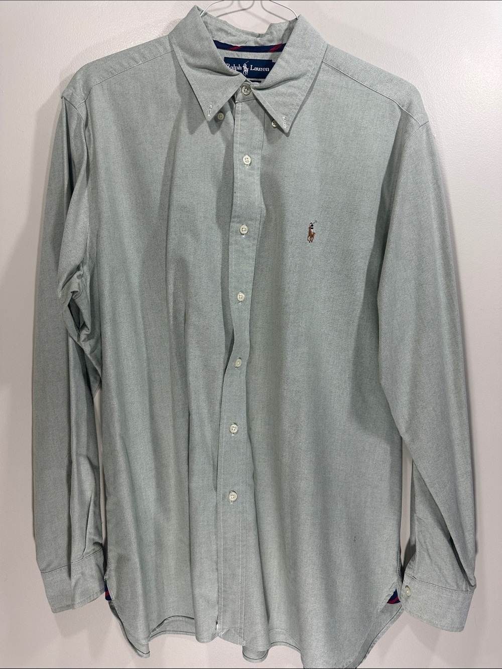 Polo by Ralph Lauren Logo Pale Sage Men’s Button-Down Dress Shirt Classic Fit XL